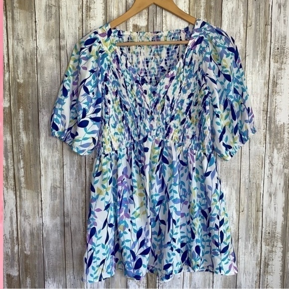 Jodifl Shades Of Blue Smocked Blouse - Picture 2 of 8